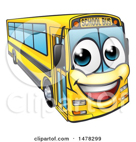 Clipart of a Happy Yellow School Bus - Royalty Free Vector Illustration by AtStockIllustration
