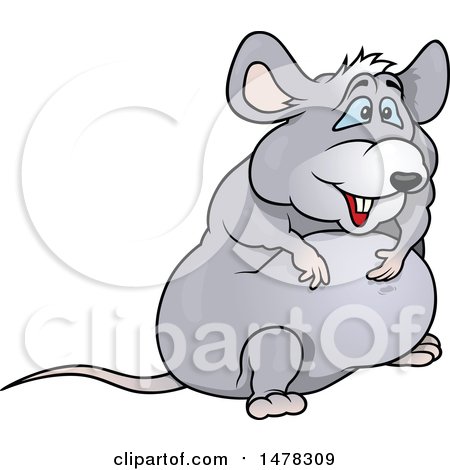 Clipart of a Very Fat Gray Mouse - Royalty Free Vector Illustration by dero