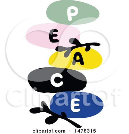 Clipart of Colorful Balanced Stones Spelling out Peace - Royalty Free Vector Illustration by elena
