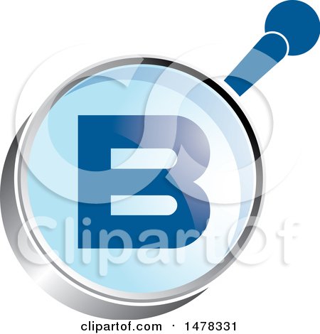 Clipart of a Letter B Under a Magnifying Glass - Royalty Free Vector Illustration by Lal Perera