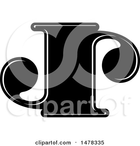 Clipart of a Black and White Letter J or Jr - Royalty Free Vector Illustration by Lal Perera
