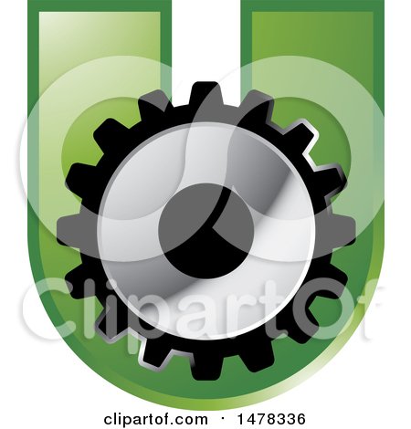 Clipart of a Letter U and Gear Design - Royalty Free Vector Illustration by Lal Perera