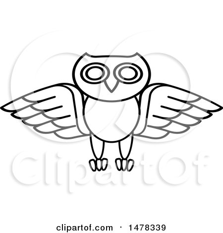 Clipart of a Black and White Owl - Royalty Free Vector Illustration by Lal Perera