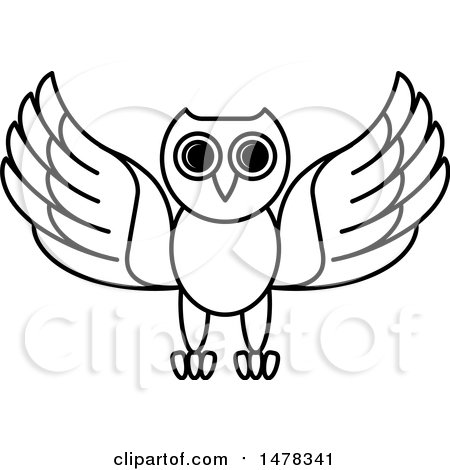 Clipart of a Black and White Owl - Royalty Free Vector Illustration by Lal Perera