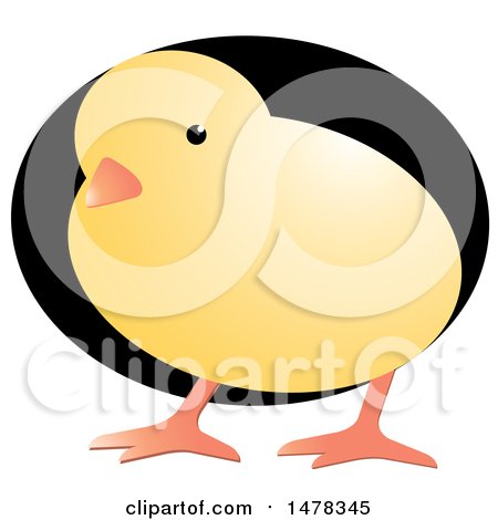 Clipart of a Yellow Chick over a Black Egg - Royalty Free Vector Illustration by Lal Perera