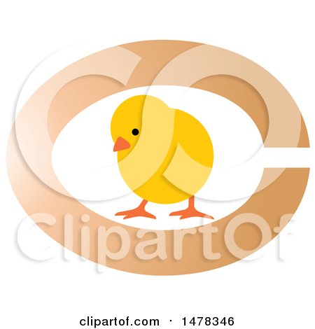 Clipart of a Yellow Chick with an Egg Design - Royalty Free Vector Illustration by Lal Perera