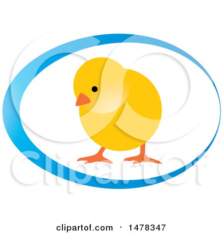 Clipart of a Yellow Chick in a Blue Egg Design - Royalty Free Vector Illustration by Lal Perera