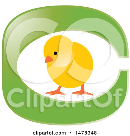 Clipart of a Yellow Chick in the Letter C - Royalty Free Vector Illustration by Lal Perera