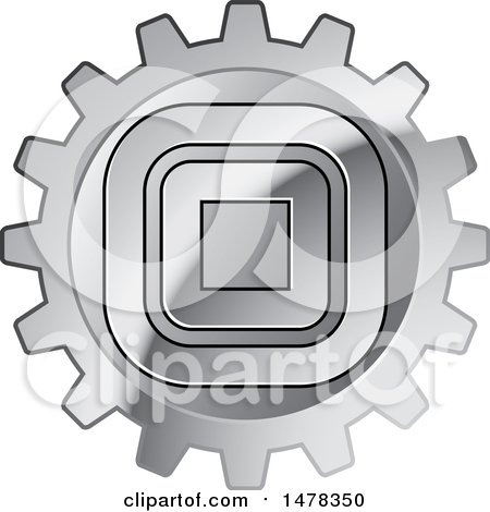 Clipart of a Silver Gear Cog Wheel with Squares - Royalty Free Vector Illustration by Lal Perera
