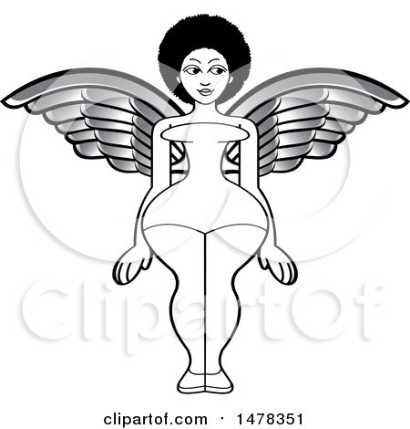 Clipart of a Female Angel with Silver Wings - Royalty Free Vector Illustration by Lal Perera