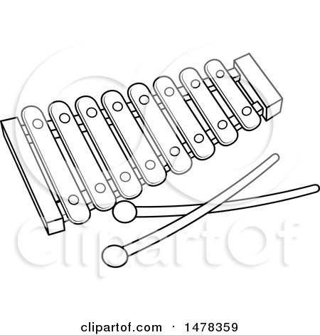 Clipart of a Black and White Xylophone - Royalty Free Vector Illustration by Lal Perera