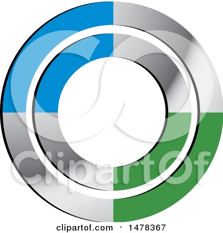 Clipart of a Silver Green and Blue Circle Design - Royalty Free Vector Illustration by Lal Perera