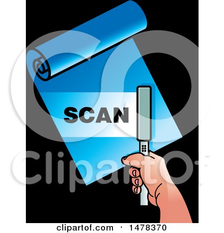 Clipart of a Hand Using a Portable Scanner - Royalty Free Vector Illustration by Lal Perera