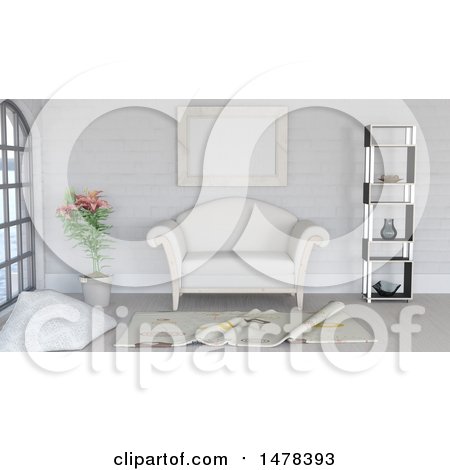 Clipart of a 3d Lounge Interior - Royalty Free Illustration by KJ Pargeter