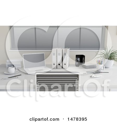 Clipart of a 3d Office Desk - Royalty Free Illustration by KJ Pargeter