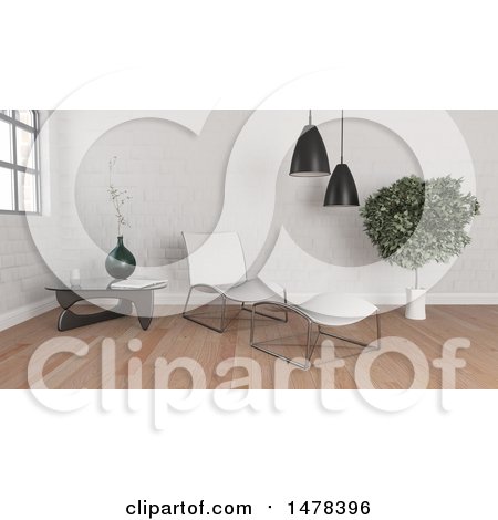 Clipart of a 3d Modern Room Interior - Royalty Free Illustration by KJ Pargeter