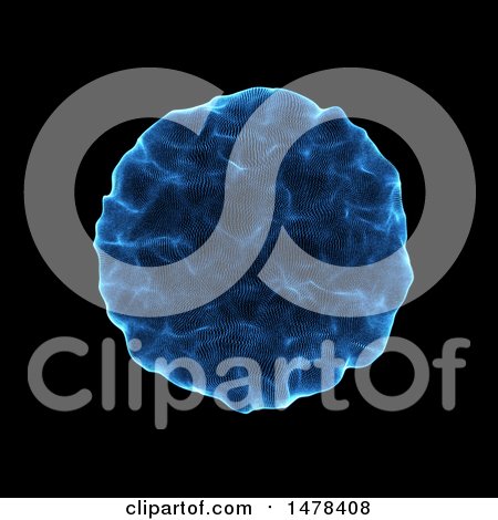 Clipart of a 3d Sphere of Dots on Black - Royalty Free Illustration by KJ Pargeter