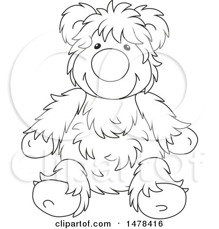 Clipart of a Black and White Hairy Teddy Bear - Royalty Free Vector Illustration by Alex Bannykh