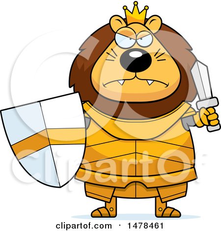 Clipart of a Chubby Mad Lion Knight - Royalty Free Vector Illustration by Cory Thoman