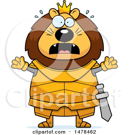 Clipart of a Chubby Scared Lion Knight - Royalty Free Vector Illustration by Cory Thoman