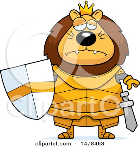 Clipart of a Chubby Sad Lion Knight - Royalty Free Vector Illustration by Cory Thoman