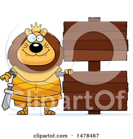 Clipart of a Chubby Lion Knight by Wood Signs - Royalty Free Vector Illustration by Cory Thoman