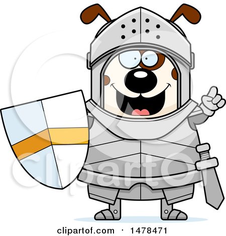 Clipart of a Chubby Dog Knight with an Idea - Royalty Free Vector Illustration by Cory Thoman