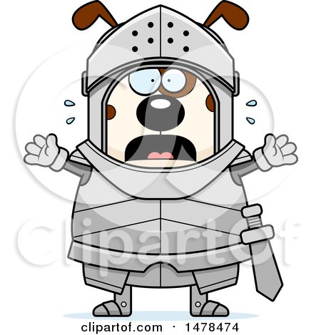 Clipart of a Chubby Scared Dog Knight - Royalty Free Vector Illustration by Cory Thoman