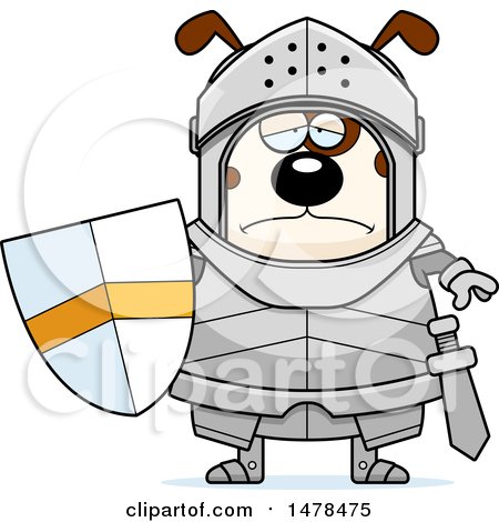 Clipart of a Chubby Sad Dog Knight - Royalty Free Vector Illustration by Cory Thoman