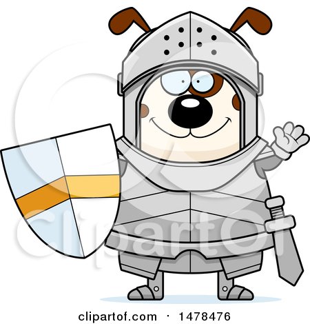 Clipart of a Chubby Dog Knight Waving - Royalty Free Vector Illustration by Cory Thoman