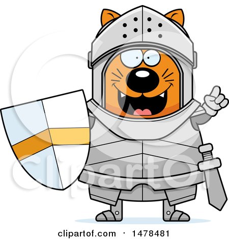 Clipart of a Chubby Cat Knight with an Idea - Royalty Free Vector Illustration by Cory Thoman
