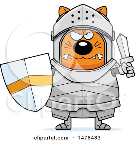 Clipart of a Chubby Mad Cat Knight - Royalty Free Vector Illustration by Cory Thoman