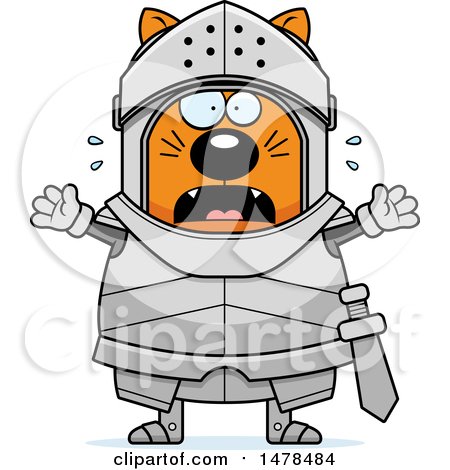 Clipart of a Chubby Scared Cat Knight - Royalty Free Vector Illustration by Cory Thoman