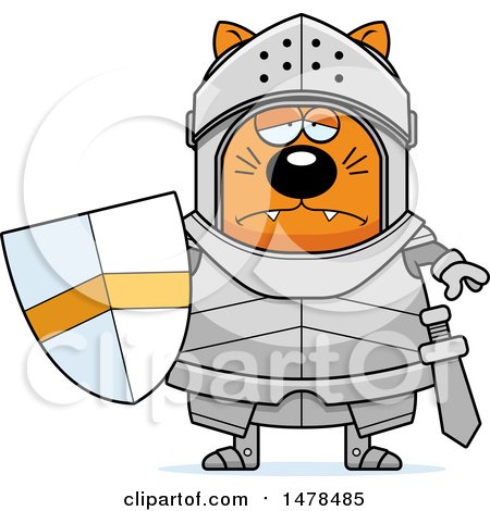 Clipart of a Chubby Sad Cat Knight - Royalty Free Vector Illustration by Cory Thoman