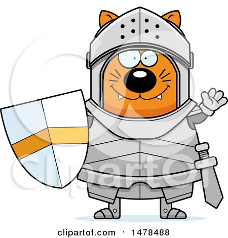 Clipart of a Chubby Cat Knight Waving - Royalty Free Vector Illustration by Cory Thoman
