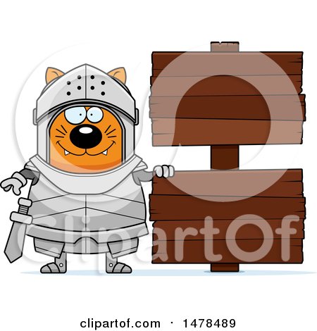 Clipart of a Chubby Cat Knight by Wood Signs - Royalty Free Vector Illustration by Cory Thoman