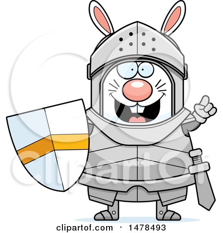 Clipart of a Chubby Rabbit Knight with an Idea - Royalty Free Vector Illustration by Cory Thoman