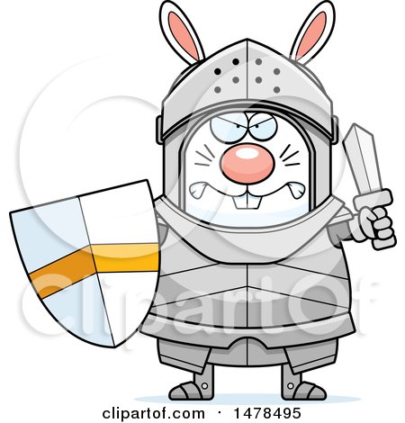 Clipart of a Chubby Mad Rabbit Knight - Royalty Free Vector Illustration by Cory Thoman