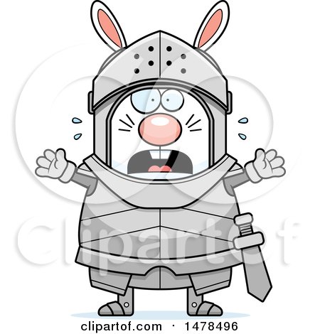 Clipart of a Chubby Scared Rabbit Knight - Royalty Free Vector Illustration by Cory Thoman