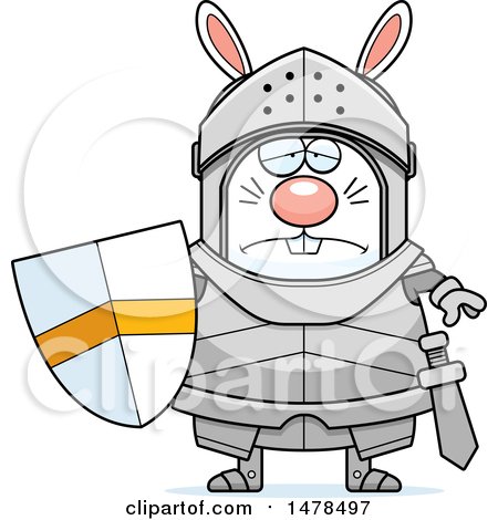 Clipart of a Chubby Sad Rabbit Knight - Royalty Free Vector Illustration by Cory Thoman