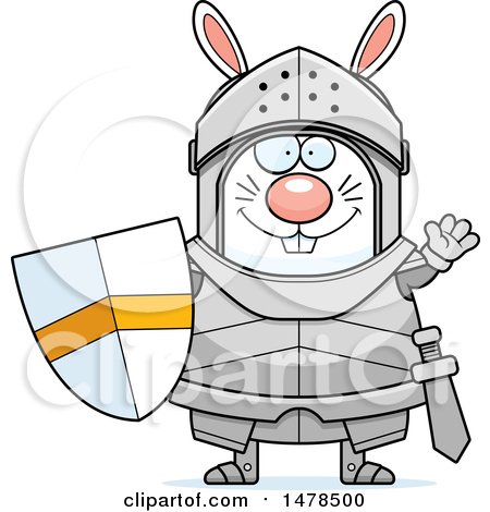 Clipart of a Chubby Rabbit Knight Waving - Royalty Free Vector Illustration by Cory Thoman