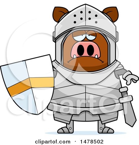 Clipart of a Chubby Sad Boar Knight - Royalty Free Vector Illustration by Cory Thoman
