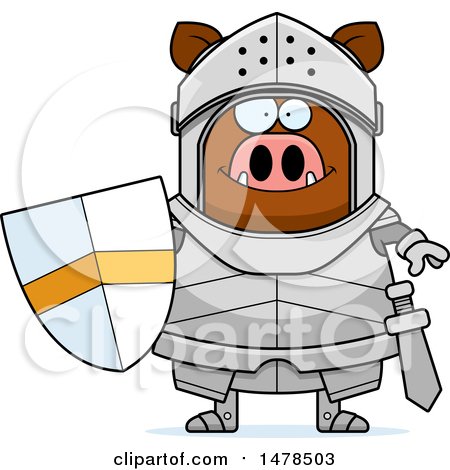 Clipart of a Chubby Boar Knight - Royalty Free Vector Illustration by Cory Thoman