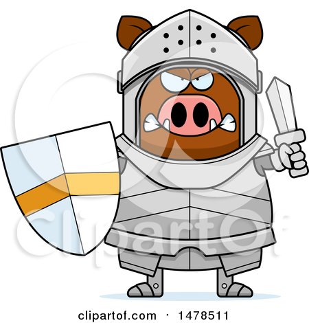 Clipart of a Chubby Mad Boar Knight - Royalty Free Vector Illustration by Cory Thoman