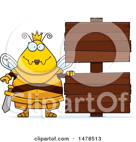 Clipart of a Chubby Queen Bee in Armor by Wood Signs - Royalty Free Vector Illustration by Cory Thoman