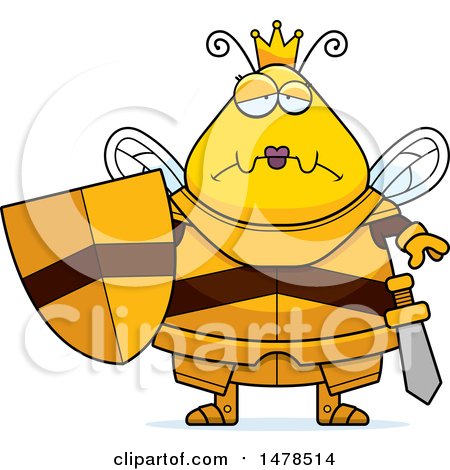 Clipart of a Chubby Sad Queen Bee in Armor - Royalty Free Vector Illustration by Cory Thoman