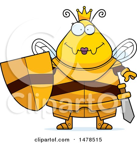 Clipart of a Chubby Queen Bee in Armor - Royalty Free Vector Illustration by Cory Thoman