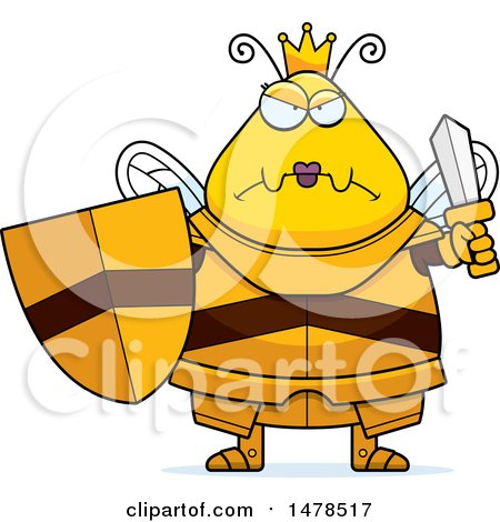 Clipart of a Chubby Mad Queen Bee in Armor - Royalty Free Vector Illustration by Cory Thoman