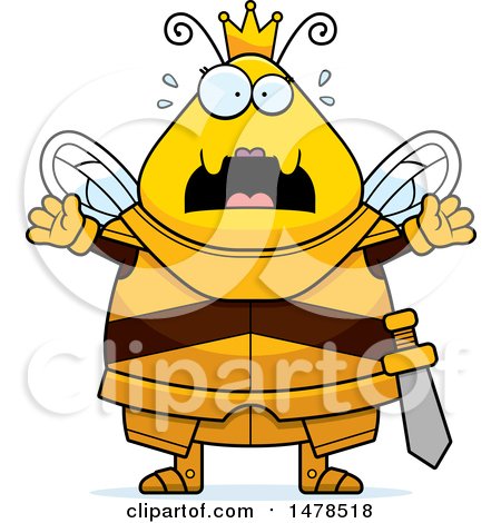 Clipart of a Chubby Scared Queen Bee in Armor - Royalty Free Vector Illustration by Cory Thoman
