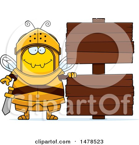 Clipart of a Chubby Bee Knight by Wood Signs - Royalty Free Vector Illustration by Cory Thoman